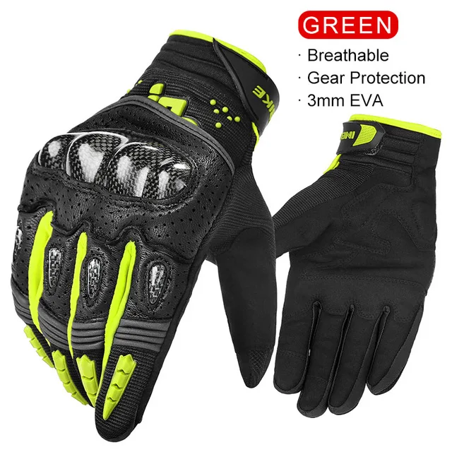 INBIKE Перчатки для мотоциклистов, перчатки для мотокросса, кожаные перчатки для мужчин и женщин, перчатки для мотогонок, езды на велосипеде - Color: Green
