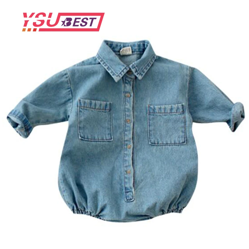 

0-3Yrs New Baby Girl Bodysuits Soft Cowboy Clothes Fashion Long-sleeved And Fat Climbing Twins Baby Boys Clothes Girls Bodysuits