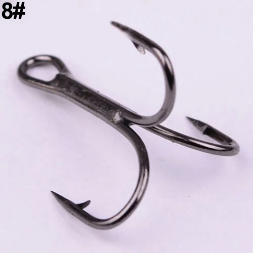 100Pcs High Carbon Steel Treble Hooks Barbed Fishhooks Super Sharp