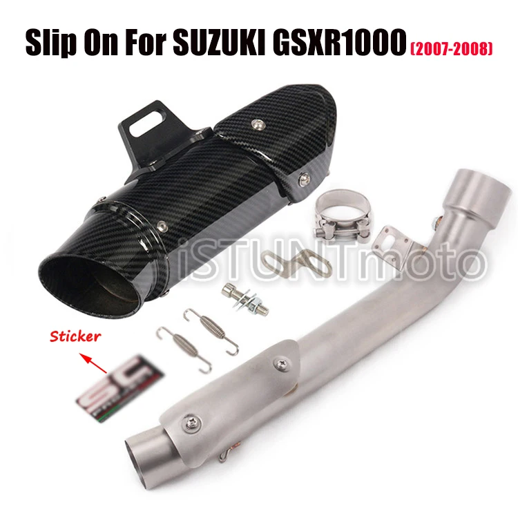 Slip On For SUZUKI GSXR1000 2007-2011year Motorcycle Escape Modified Scooter Middle Link Pipe Full System with GP Racing Exhaust - Цвет: 07-08 G