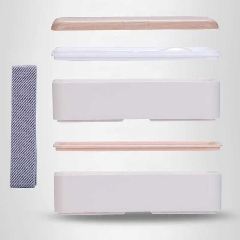 Микроволновый двухслойный Ланч-бокс 1200 мл деревянный салат Bento box BPA бесплатно портативный контейнер для работников студентов