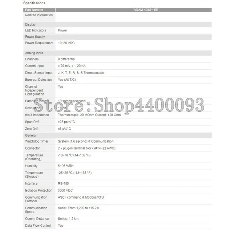 Advantech ADAM-4018+ Advantech 8-канальный видеорегистратор регулятор температуры с термопарным Вход модуль