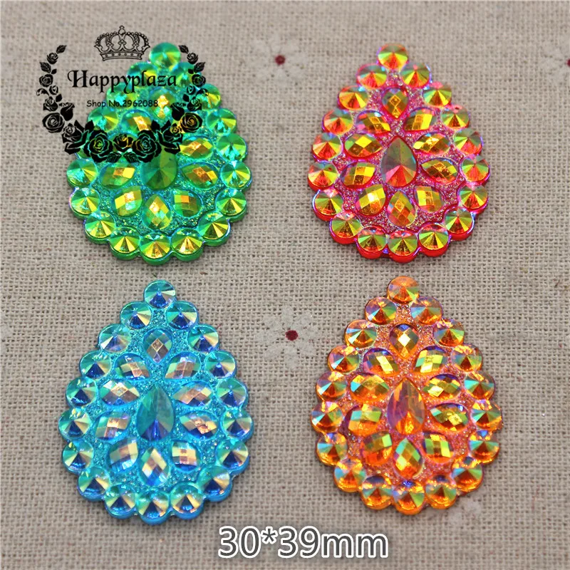 10PCS Shiny AB Color Drop Flatback Resin Rhinestones Stone Beads Scrapbooking Crafts Jewelry Accessories | Дом и сад
