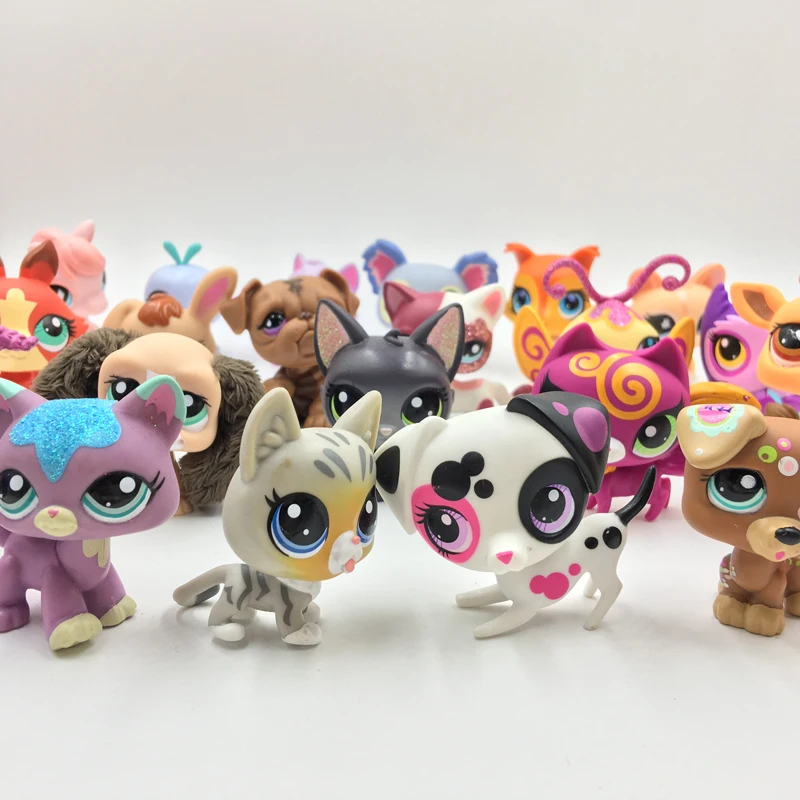 LPS KATZE 10 teile/los Mini Littlest pet shop Spielzeug Nette Steht Katze Hund Seltene Original Figur wackelkopf spielzeug Kätzchen collie Spaniel