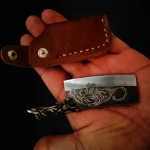 

Portable Keychain Pocket Knife Camping Small Mini Longquan Knife 7Cr17MoV Steel Fixed Blade Multi Kitchen Knives Copper Handle