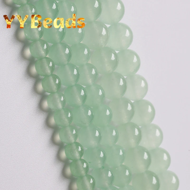 

AAA+ Natural Light Green Chalcedony Jades Beads 4 6 8 10 12 14mm Spacer Beads For Jewelry Making Charms Accessories 15" Strand