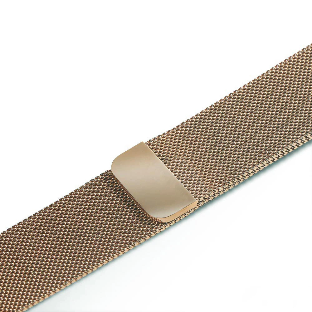 Миланский ремешок для наручных часов Apple Watch, ремешок 42 мм, 38 мм и нержавеющая сталь металлический корпус наручных часов iwatch, 5/4/3/2/1 Нержавеющая сталь, браслет, ремешок на запястье для наручных часов с магнитной застежкой - Цвет: Champagne gold