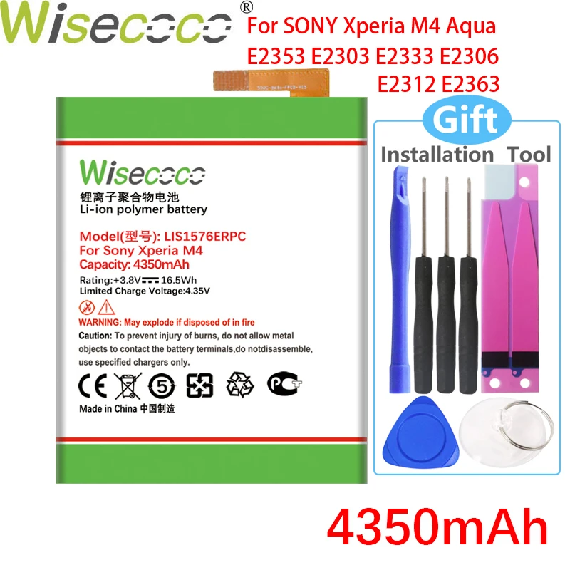 Wisecoco 4350 мАч LIS1576ERPC батарея для SONY Xperia M4 Aqua E2353 E2303 E2333 E2306 E2312 E2363 AGPB014-A001 мобильный