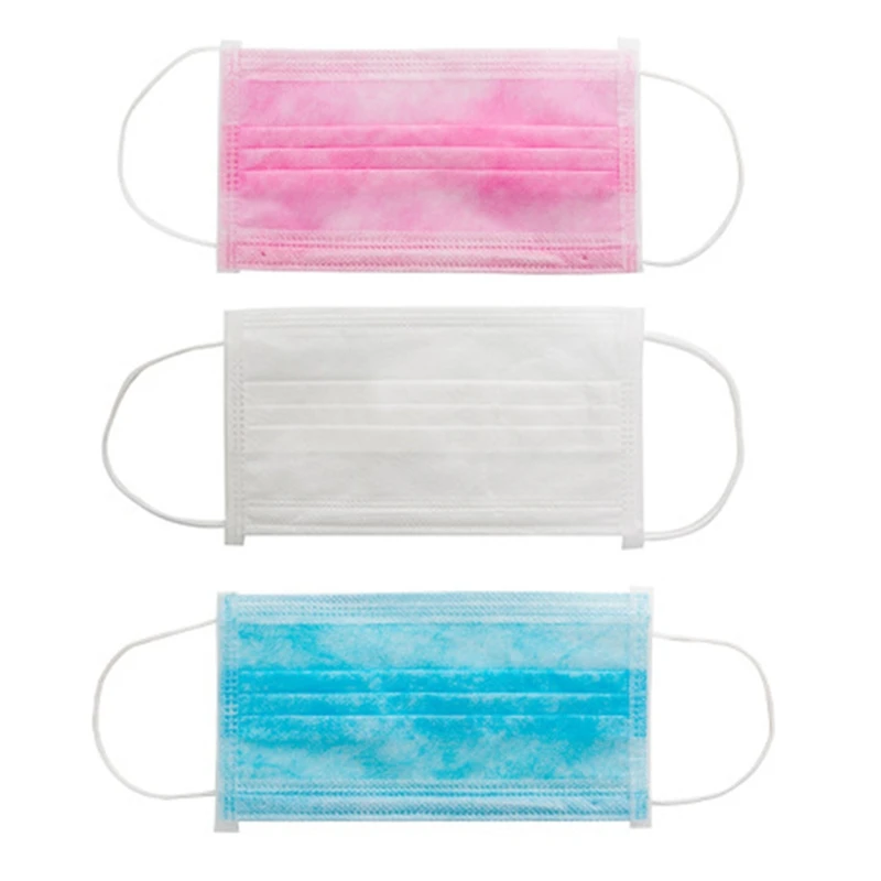 

50Pcs / lot new three-layer non-woven solid color dust-proof anti-haze protective disposable masks