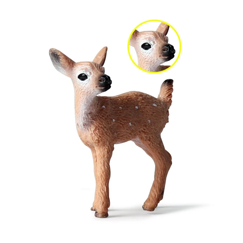 Children Simulation Wild White-Tailed Deer Fawn Statue Animal Static Model Environmental Solid Decoration Set