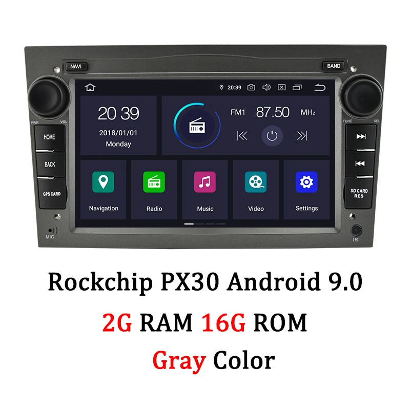 PX30 Gray AUTOTOP 2 Din Android 9,0 автомобильный DVD gps для Opel Vauxhall Astra Meriva Vectra Antara Zafira Corsa Agila " gps радио плеер без DVD - Цвет: PX30 Gray