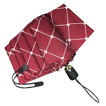 

Fashion Grid Umbrella Fully-Automatic Womens Folding Black Coating Sunscreen Anti-UV Sunny Umbrellas Kid Children Parasol