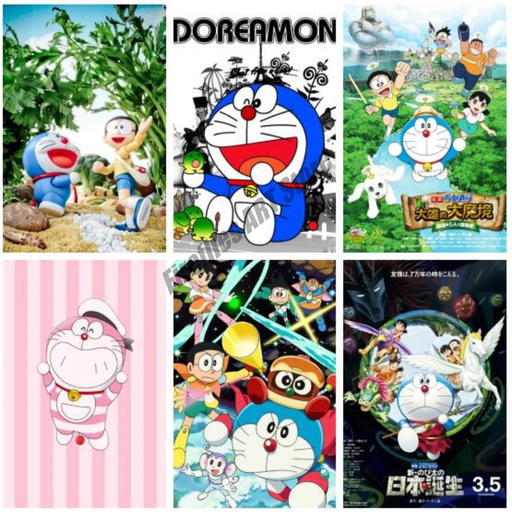 Canvas Painting Doraemon Jingle Cat Cartoon Anime Movie Wall Art Nordic  Posters and Prints Pictures Living Kids Room Decor|Painting & Calligraphy|  - AliExpress