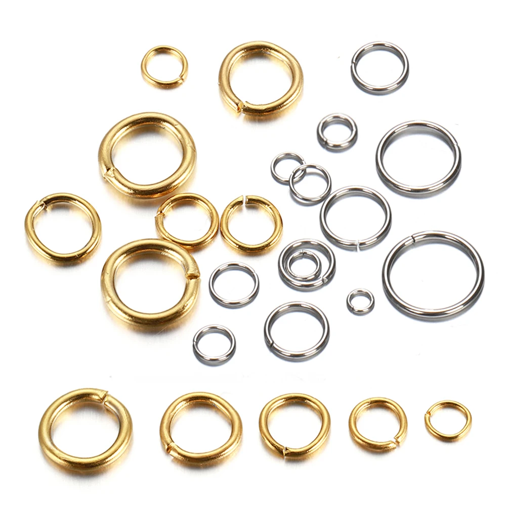 100-200pcs 4-10mm Stainless Steel Split Rings Open Jump Rings Connectors For Jewelry Making DIY Components Findings 30 200pcs 3 25mm stainless steel split ring open single loops jump rings connectors for diy jewelry making findings accessories