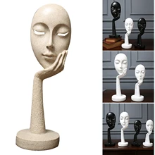 Woman Face On Hand Sculptures Figurine Living Room TV Porch Cabinet Home Office Decoration Statue Home Decor Meditation Nordic