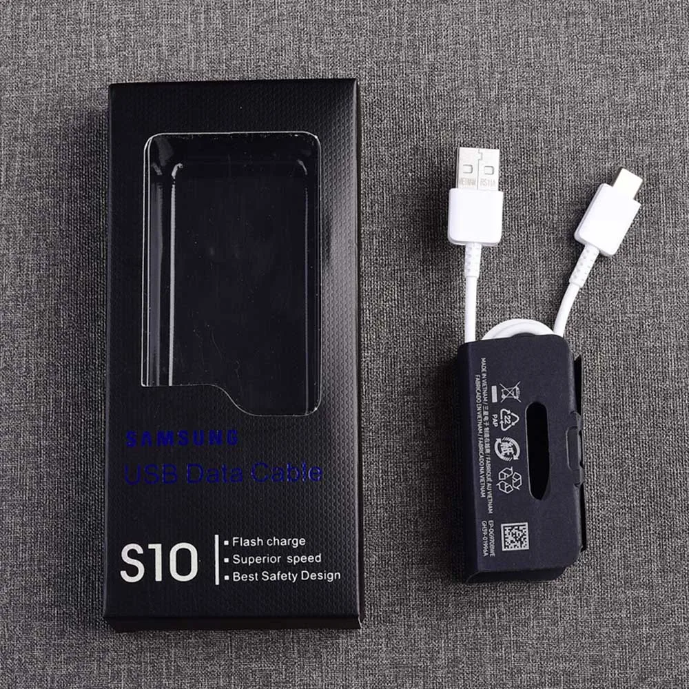 White Box Samsung S10 USB 3,0 type C кабель AFC быстрое зарядное устройство type-C кабель для передачи данных для Galaxy S8 S9 S10 Plus Note 8 10 Pro A30 A50 A70 A8S A90 - Цвет: White Box