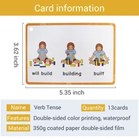 24 Groups/set English Verb Tense Flashcards Leaning Word Picture Pocket Cards Educational Toys for Child Kids Games Montessori 2