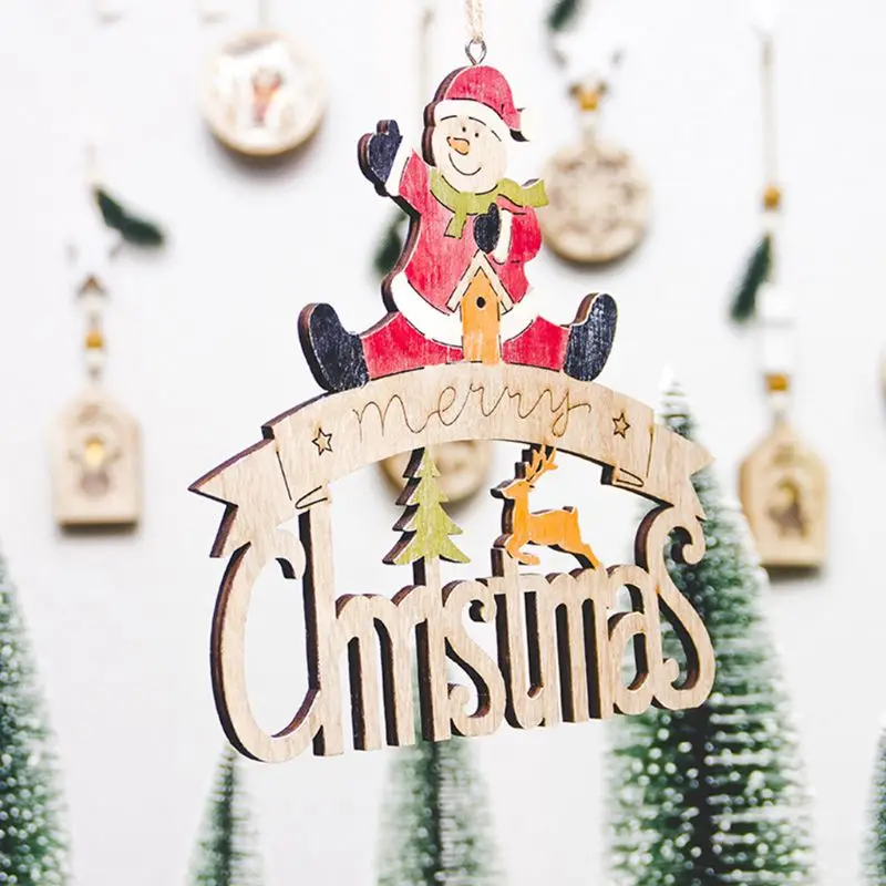 Painted Elk Snowman Christmas Decoration Hut Letter House Pendant Christmas Supplies 634E