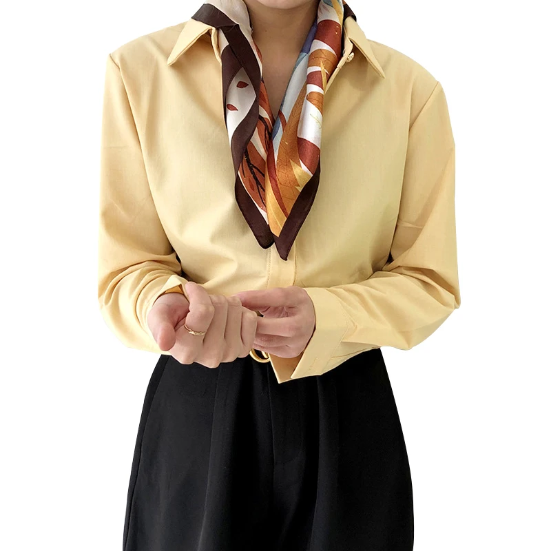 

100% Silk Scarf Bandana Women Fashion Small Head Scarf Elk & Tree Print Neck Hair Headband Turban Shiny Kerchief 53*53cm