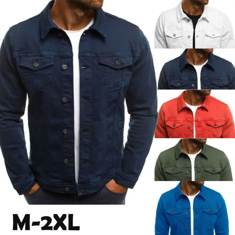 Новые мужские джинсы куртка Slim Fit карманами на пуговицах куртка Для мужчин комплект для мальчиков осенний шерстяной классическое, ретро, винтажное цвет: черный, синий мыть пальто