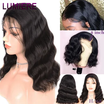 

Lumiere Short Human Hair Wigs Peruvian Body Wave Wig Hair Pre-Plucked Hairline 8-14 Inch Short Bob 13X4 Lace Front Wigs Remy