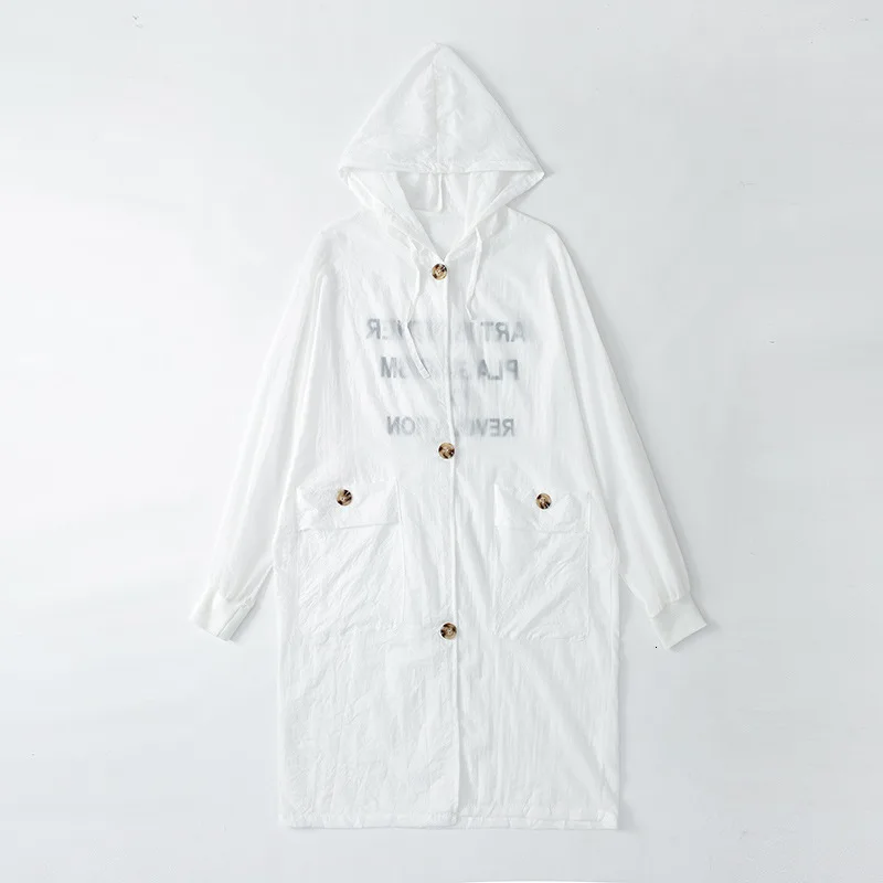 Autumn Maternity Coats Hooded Drawstring Slim Waist Loose Jackets for Pregnant Women Pregnant Skin sunscreen Clothes - Цвет: white
