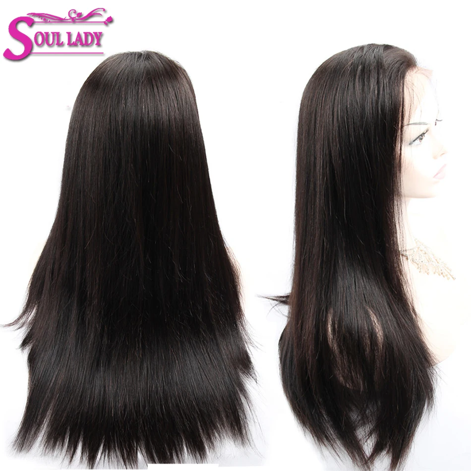 

Soul Lady Human Hair Wigs Glueless 360 Lace Frontal Wig Brazilian Remy Straight Wig Pre Plucked With Baby Hair Lace Front Wig