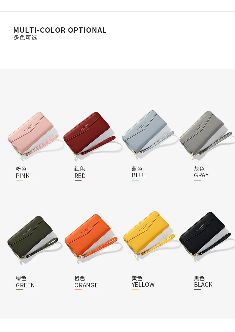 Essential Leather Wallets for Women 2019 Slim Continental Handy Wallet Black Pink Large Capacity Money Organizer wallets Clutch (6)