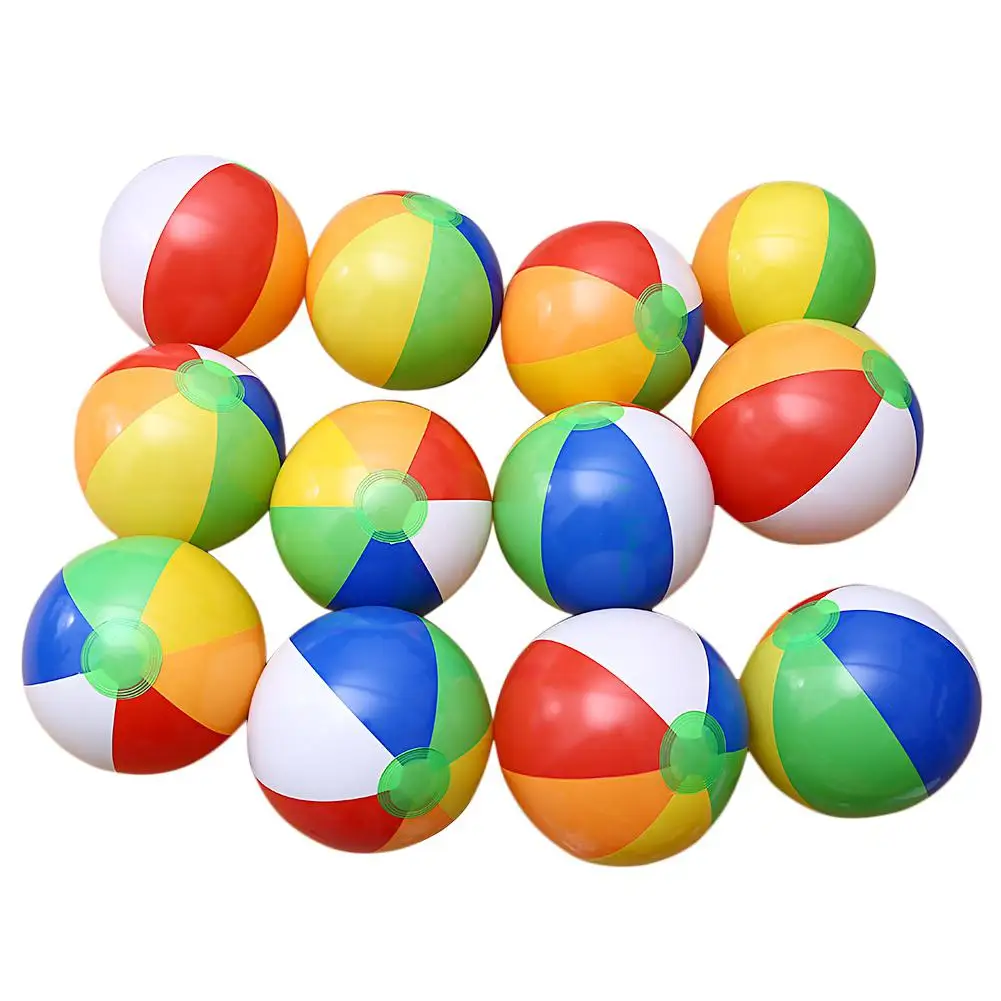 

None 6PCS 20CM Rainbow-Color Inflatable Beach Ball Kid's Water Polo Birthday New Year Christmas Halloween Gift Toy