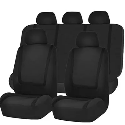 9pcs Set Black Универсальный чехол для автомобильных сидений, Полиэстеровые антипятнистые тканевые автомобильные Чехлы, чехлы для сидений, Защитные чехлы для сидений автомобиля, аксессуары для интерьера - Название цвета: 9pcs Set Black