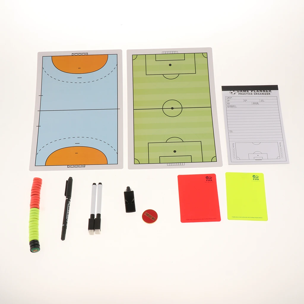 Soccer Coaching Coaches Board Referee Scorecard Zipper Case Holder Yellow Red Warning Card Wallet Whistle  Coin