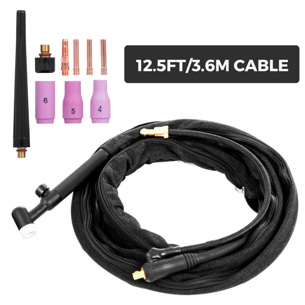 

10pcs/set WP-17FV Torch Air-Cooled TIG Welding Torch Flexible Gas Valve Head 150 Amp 12FT Replacment Tool Part