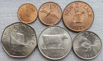 

Set 6Pcs Guernsey Island Penny Coins Commonwealth Oceania Original Coin Good Condition Collection
