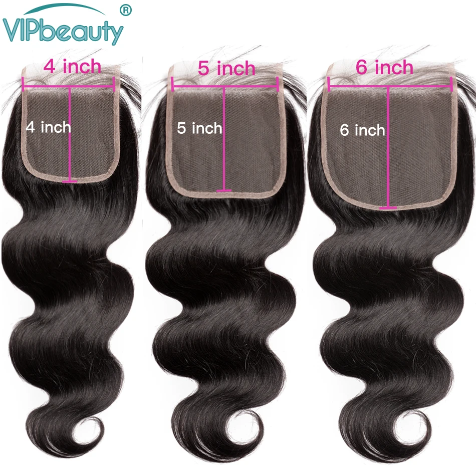 Vipbeauty волнистые 3 пряди с закрытием remy бразильские волосы для наращивания 1B человеческие волосы с закрытием 4*4