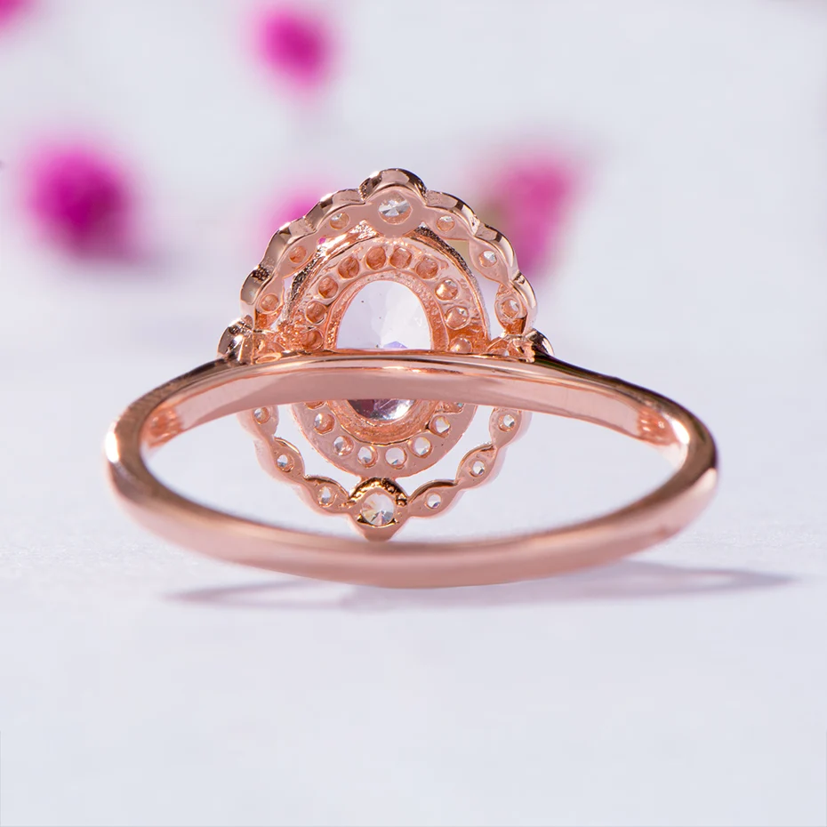 Kuolit 0.7CT натуральный морганит драгоценный камень кольца для женщин 925 пробы серебро розовое золото кольцо Свадьба Помолвка хорошее ювелирное изделие
