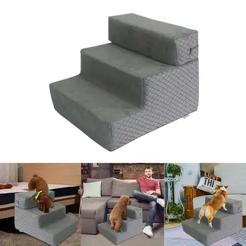 

Dog Stairs Ladder Pet Climbing Sponge Pet Stairs Step Pet Bed Stairs Ladder 3 Steps Removable Non-slip Ramp Climbing Detachable