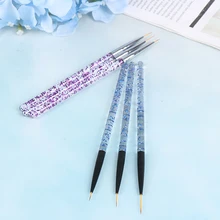 3 шт./пакет синяя фиолетовая для украшения ногтей Лайнер Кисть для рисования французский линии полоски сетку цветочный Рисунок линии ручка