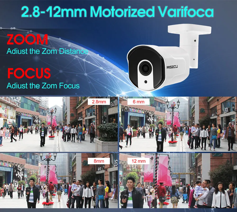 MISECU H.265/H.264 4.0MP моторизованный зум 48 в POE WDR IP Cam 2.0MP массив ночного ИК обнаружения движения RTSP Водонепроницаемый видеонаблюдения CCTV