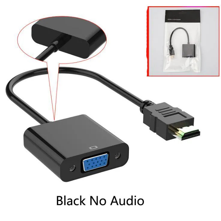 HDMI-VGA кабель конвертер мужчин-конвертер с разъемом адаптер 1080P цифровой аналоговый видео аудио для ПК ноутбука планшета - Цвет: Black no Audio