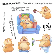 YIXUAN Kawaii Hamster Holiday Cutting Dies Silicone Clear Stamp DIY Scrapbooking Stencil Decor Metal Dies Stamps For Cards