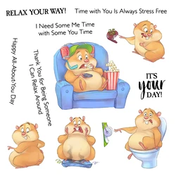 YIXUAN Kawaii Hamster Holiday Cutting Dies Silicone Clear Stamp DIY Scrapbooking Stencil Decor Metal Dies Stamps For Cards
