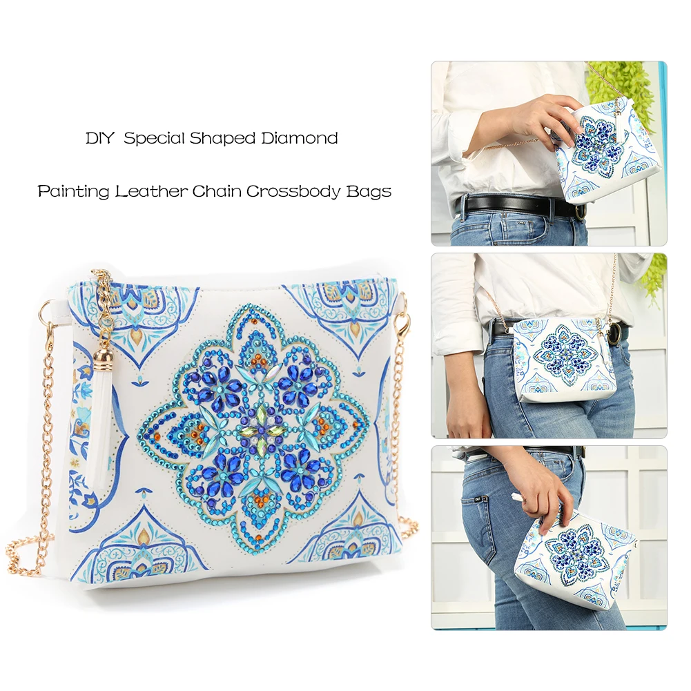5D Diamond Painting Butterfly Flower peacock Crossbody Chain Bags DIY Diamond Embroidery Bag Purse Pouch