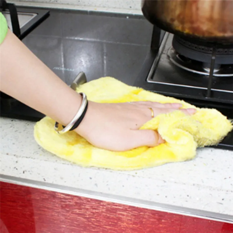Абсорбирующая быстрая сушка дерева волокно кухонное полотенце тряпка для мытья посуды машина Чистящая Ткань для протирки тряпки полотенце волшебная кухня