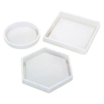 

Silicone Mold DIY Cup Mat Pad Handmade Molds Crafts Epoxy Resin Geometric Shape Hexagonal Square Round Thermal Insulation