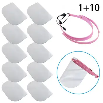 

10pcs Safety mask Security Antibacterial Face Shield Transparent Anti-splash Full Face Cover Anti-fog Protective Face Shield