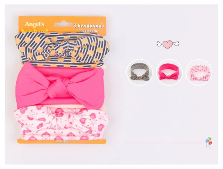 7   Fashion Cotton Bow Children's Hair Band Headwear Three Loaded Elastic Girls Headbands For Party Supplies ​​Gift To The Guests