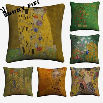 

Gustav Klimt Decorative Cotton Linen Cushion Cover 45x45cm For Sofa Chair Pillowcase Home Decor Almofada