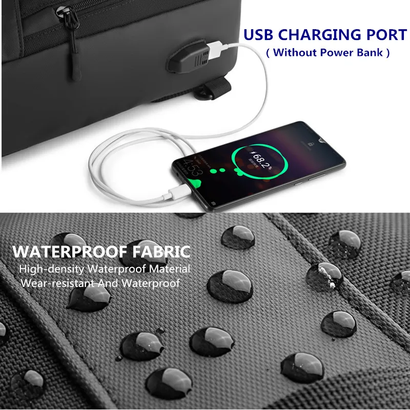 Neouo Oxford Cloth Large Capacity Safety Sling Bags USB Charging Port