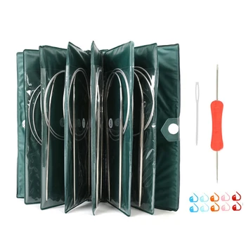 

11 Sizes Stainless Steel Circular Knitting Needles Kit Yarn Weave DIY Knitting Needles Hooks Set with Bag 43cm 65cm 80cm Length