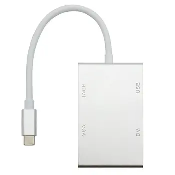 

4 In 1 Usb 3.1 Type C To Hdmi Vga Dvi Usb 3.0 Output Usb C Extend Hub 4K 1080P 3D Video Converter For Chromebook